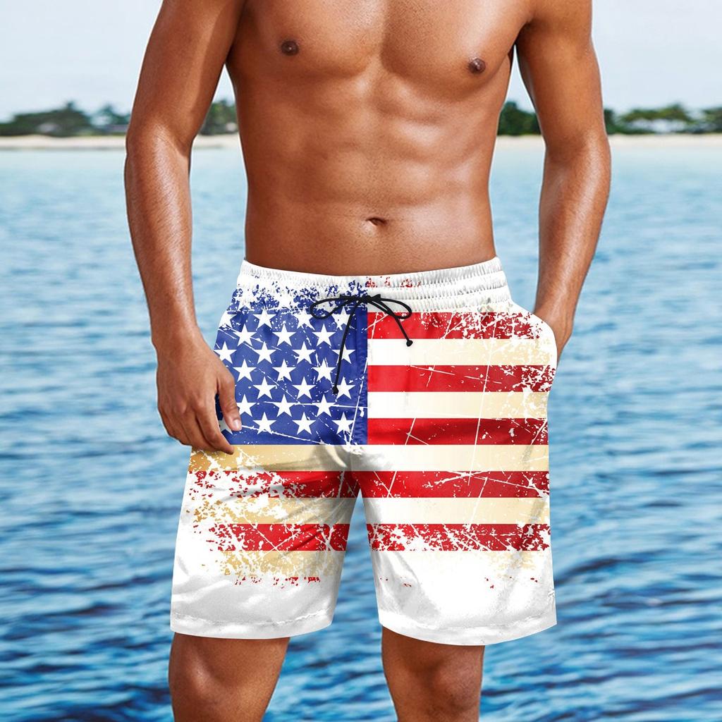 Мужские повседневные модные шорты с принтом в честь Дня независимости, мужские свободные дышащие шорты с принтом