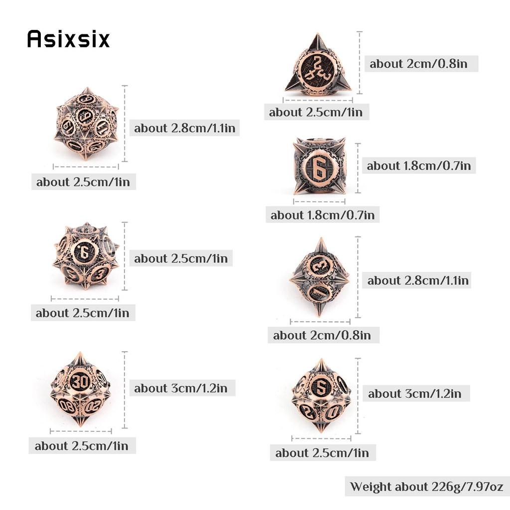 7 шт. сферические металлические кубики с острыми углами, набор цельных металлических многогранных кубиков, подходящий для ролевой игры, настольной игры, карточной игры