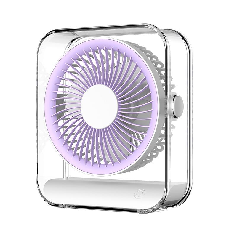USB Rechargeable Circulating Fan with Light for Home, Office, Dorm, and Outdoor Camping