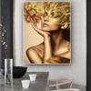 Золотые цветы, современная обнаженная женщина, картина маслом на холсте, постеры и принты, настенные художественные картины Cuadros для гостиной, домашний декор