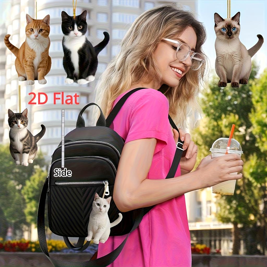 5pcs 2D flat Christmas cat ornaments Cute cat acrylic ornaments Christmas gifts Christmas home decorations