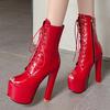 Sexy Platform Ankle Boots for Women Peep Toe Black Red Gold Short Boot High Heel Party Dance Shoes Lady Big Size 45 2025 Summer