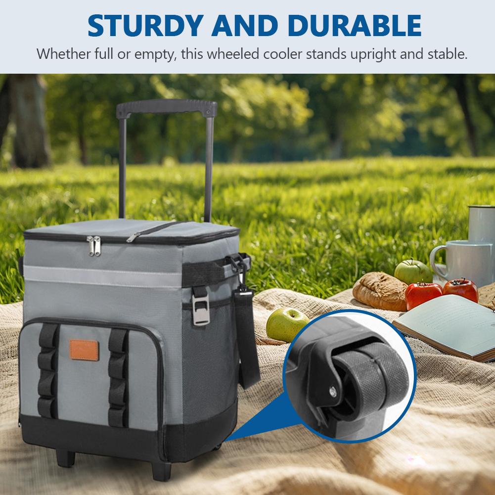 Leak Proof Large Thermal Food Delivery Box with Wheels Insulated Rolling Cooler Bag Detachable Food Storage Container for Travel