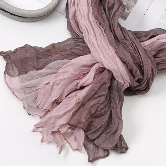 Ladies Shawl Scarf Color-Blocking Pleated Design Versatile Scarf Autumn Winter Outdoors Commuting Long Scarf