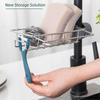 Kitchen Sink Caddy Organizer Adjustable Stainless Steel Faucet Storage Rack Sponge Holder for Accessories