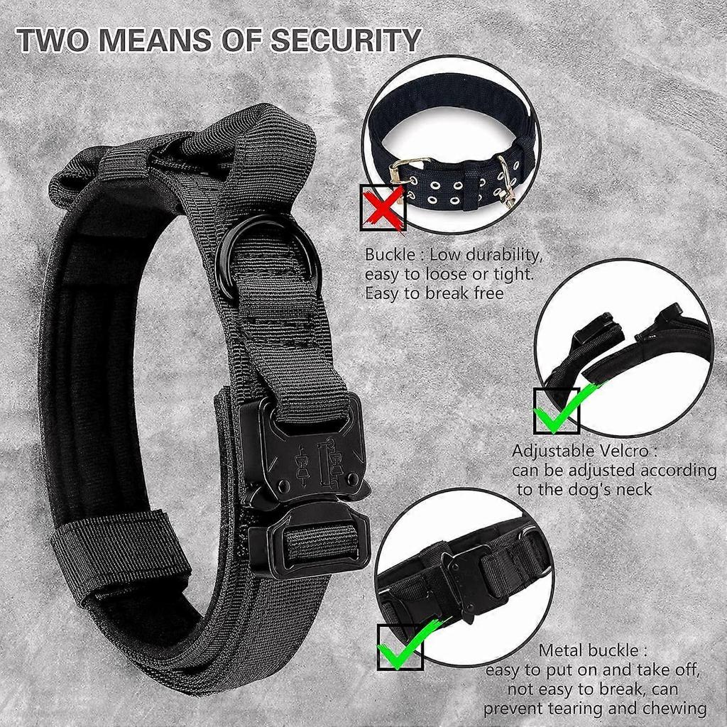 Tactical Dog Collar - Military Dog Collar with Mama Says I m Special Patch Thick with Handle K9 Collar Tactipup Dog Collars Adjustable Heavy Duty Met
