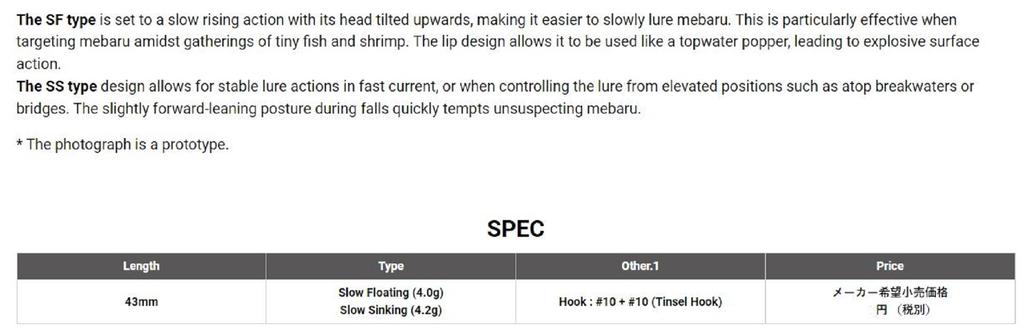Megabass Fat Beagle SS 43 мм 4,2 грамма Тонущая приманка Прозрачный серебристый (0461)