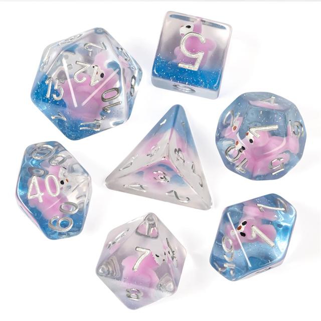 Cusdie Милые Животные Набор Кубиков DnD Из Смолы D4 D6 D8 D10 D% D12 D20 Многогранные Кубики для D&D Pathfinder Настольных Ролевых Игр