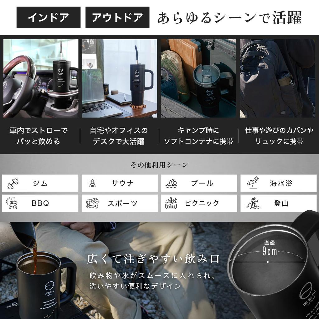 Стакан ZEN Camps с водой 887 мл, большой вакуумный нагреватель, холодный, без проливаний, соломинка, бутылка, емкость, портативный, соломинка, изоляция, удержание,