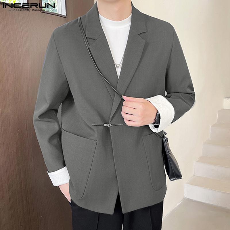 INCERUN Мужские свободные пиджаки с воротником-лацканами и длинными рукавами, с открытой передней строчкой