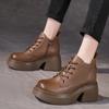 Осень и зима новая толстая подошва ботинки Мартина женские круглый носок небольшие увеличивающие рост короткие ботинки хлопок женские ботинки