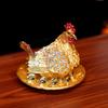 Фигурка цыпленка со стразами Металлическая имитация курицы Брелоки Шкатулка Контейнер Держатель Декорация для дома и офиса Настольное украшение