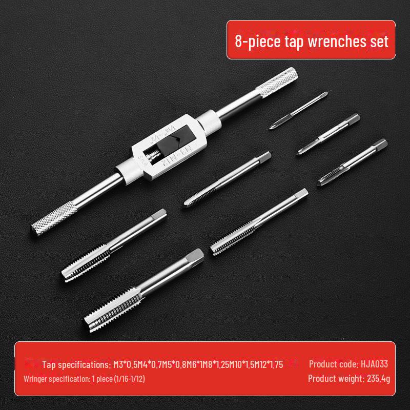 Набор метчиков и плашек из легированной стали промышленного класса, метрический, M3-M12, 8 предметов