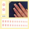 24pcs Nail Tips Purple Love Heart Press On Nails DIY White Edge Long Square False Nails French