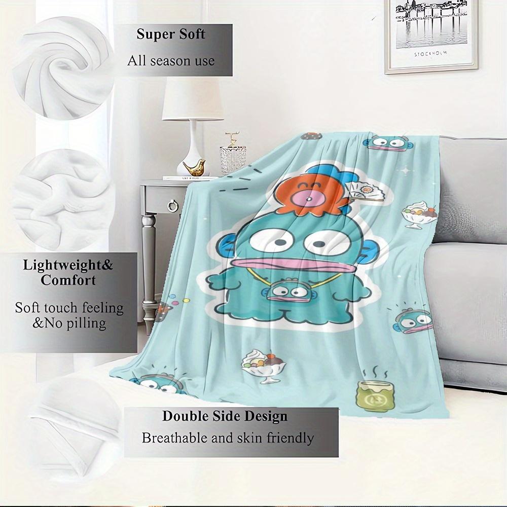 1pc Flannel Cute Creatures, Sanrio, Fantasy CharactersThrow Blanket, Cartoon Truck Pattern Printed Blanket, Warm Cozy Soft Blanket For Couch