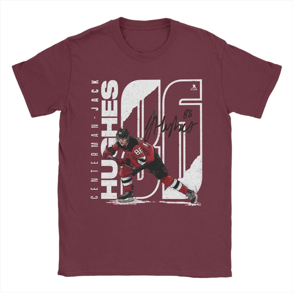 Jack Hughes New Jersey Hockey T Shirt Unisexs Cotton Novelty TShirts Round Neck Tee Shirt Short Sleeve Clothing XL XL