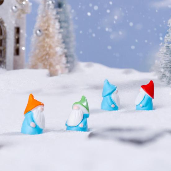 30 шт. Мини Рождественская шляпа Фигурка гнома Крошечный безликий гном Смола Статуэтка Миниатюрная красочная шляпа Эльф Украшение Фея Сад Украшение