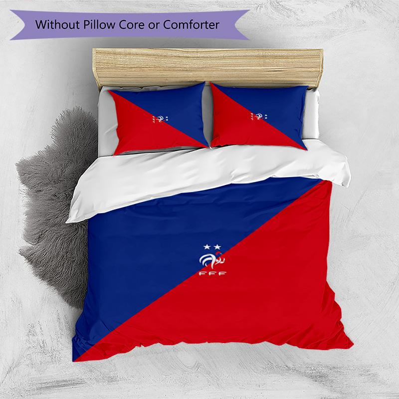 France Football Printed Bedding 3 Piece Set Cozy Breathable Bed Cover Set as Housewarming Holiday Gift