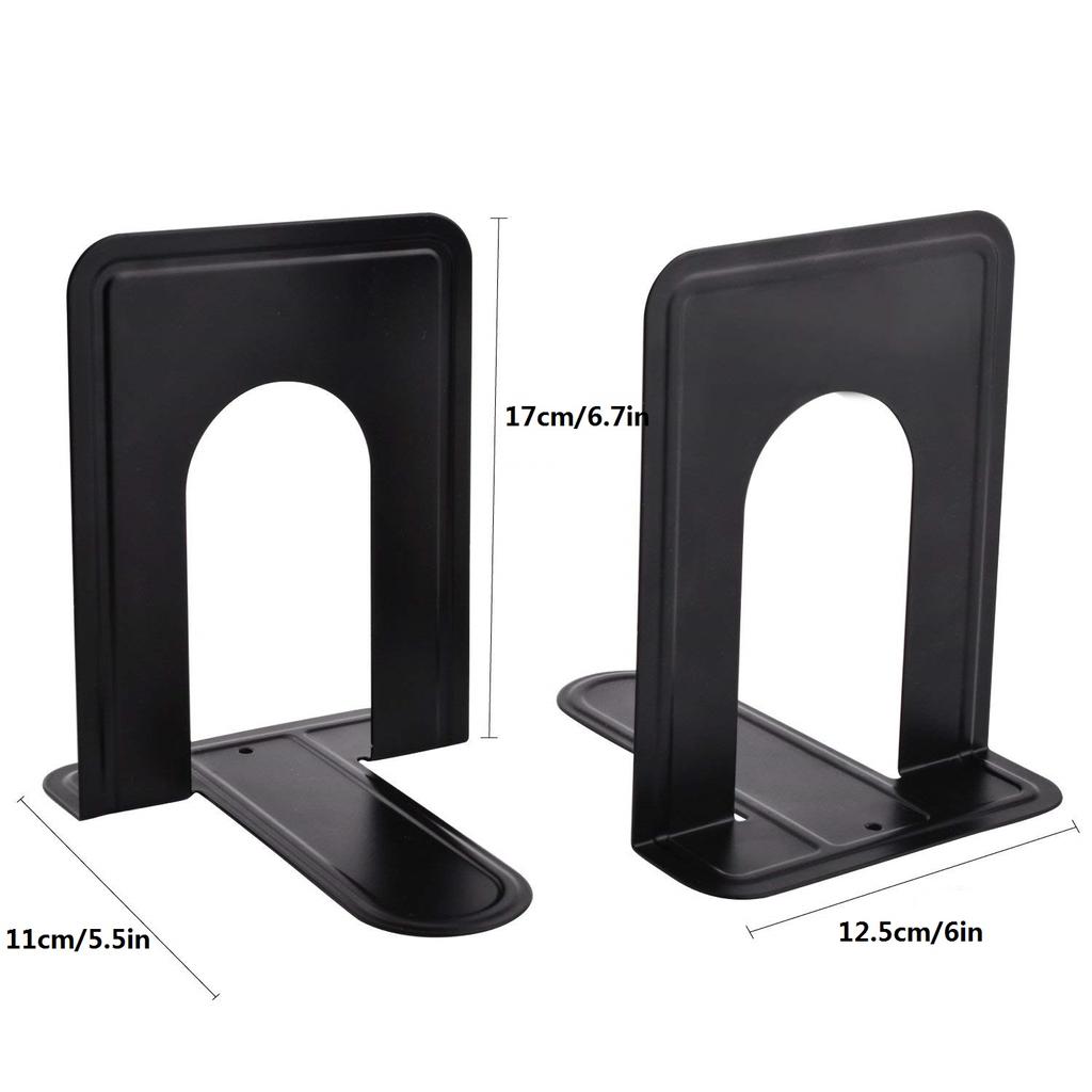 4Pcs Minimalist Metal Book Ends Heavy Duty Metal Bookends for Shelves Black Small Size