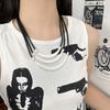 Ретро Простой Матовый Серебряный Многослойный Изогнутой Формы Черный Кожаный Ожерелье для Женщин Модные Аксессуары для Бижутерии с Характером Подарки