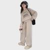 Girls' Korean Casual Suit: Spring/Autumn Letter Sweatshirt and Straight Trousers Set for Older Children