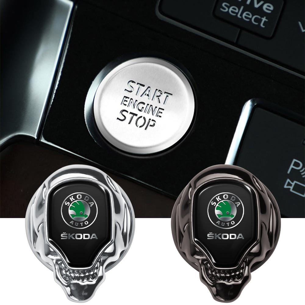 AWJQ6 Car Metal One-button Start Button Protective Cove Decoration For Skoda Kodiaq Octavia Fabia Karoq Enyaq Kamiq Superb Scala Rapid
