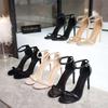 Sexy One-word Buckle Sandals 2025 New Summer Versatile High Heels Stiletto Black Women's Shoes Fairy Style Sw