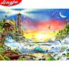Diamond Embroidery 5D Lighthouse Full Round Diamond Painting Landscape Mosaic