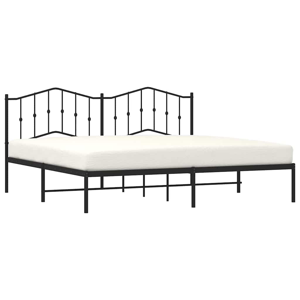 Metal Bed Frame with Headboard Black 193 x 203 cm