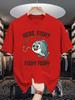 Unisex Crew Neck Tee Funny Fish Fishing Graphic Print Soft Cotton Loose Breathable Short Sleeve Summer Casual Street Wear Tops