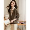 Рубашка воротник поддельные два свитера новый осенний утолщенный теплый твил полированный топ женский