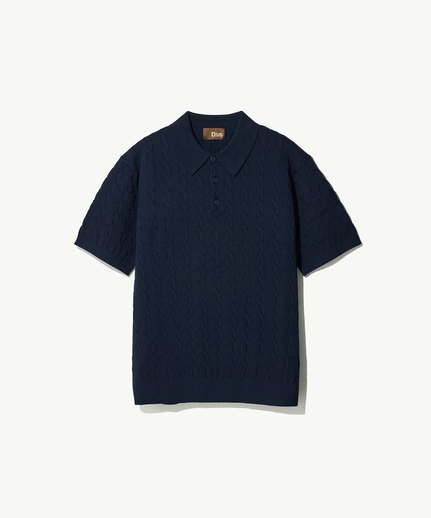 STCO Diems Ice Touch Cable Short Sleeve Knit_Navy (Classic Fit)_Dktxb63Csn