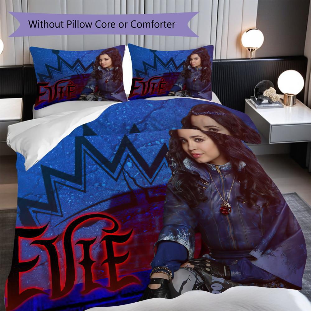 1PC Descendants pattern Bedding Quilt Set Quilt Cover Pillowcase Home Decoration Birthday Gift (1 * duvet cover + 2 * pillowcase, without core)