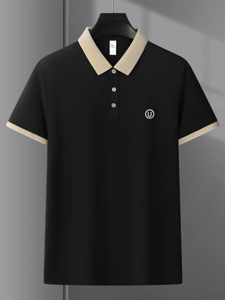 Мужская рубашка поло с коротким рукавом: Летняя повседневная легкая роскошь с вышитым лацканом для модных пап