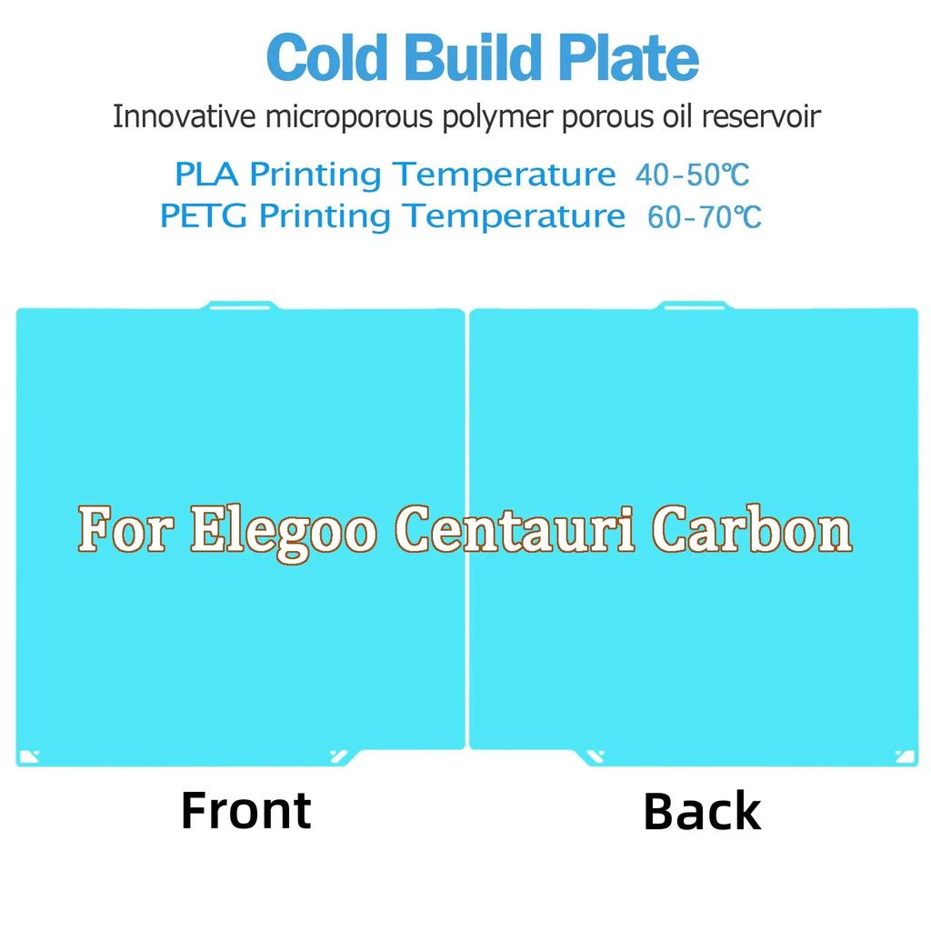 Холодная пластина Glacier для Elegoo Centauri, Карбоновая нагревательная платформа, Высокая вязкость, Двусторонняя печать, 261мм*270мм, Запчасти для 3D-принтера