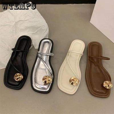 Женские тапочки, пляжные повседневные однотонные модные и универсальные туфли на круглом каблуке с квадратным носком и мягкой подошвой, удобные босоножки на низком каблуке