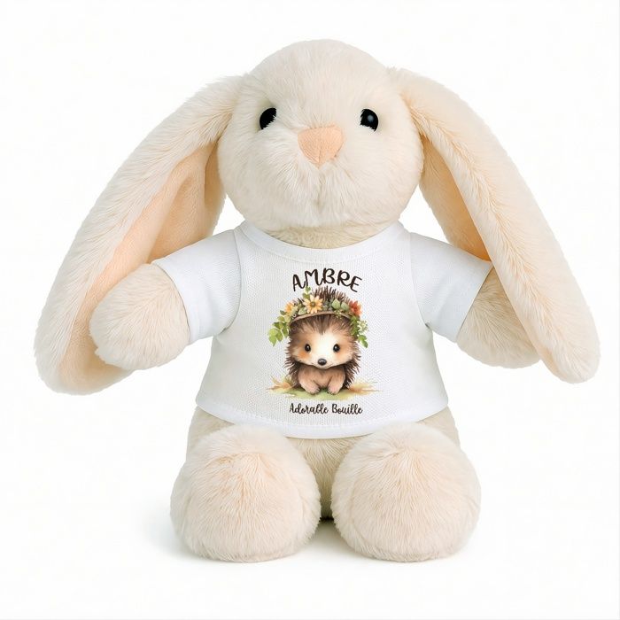 Planetee Peluche Lapin Bébé Doudou Ambre Bouille Hérisson Cadeau Naissance Fille Nouveau-Né Baby Shower