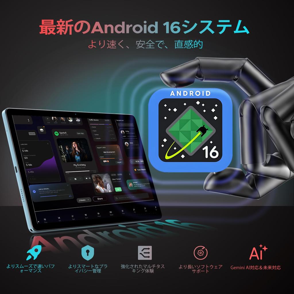First Android 16 DOOGEE U11Pro Android 16 Gemini AI 90Hz High Refresh T7200 Face Widevine L1 Metal Body [World's Tablet] Tablet, 11-inch Wi-Fi Model,