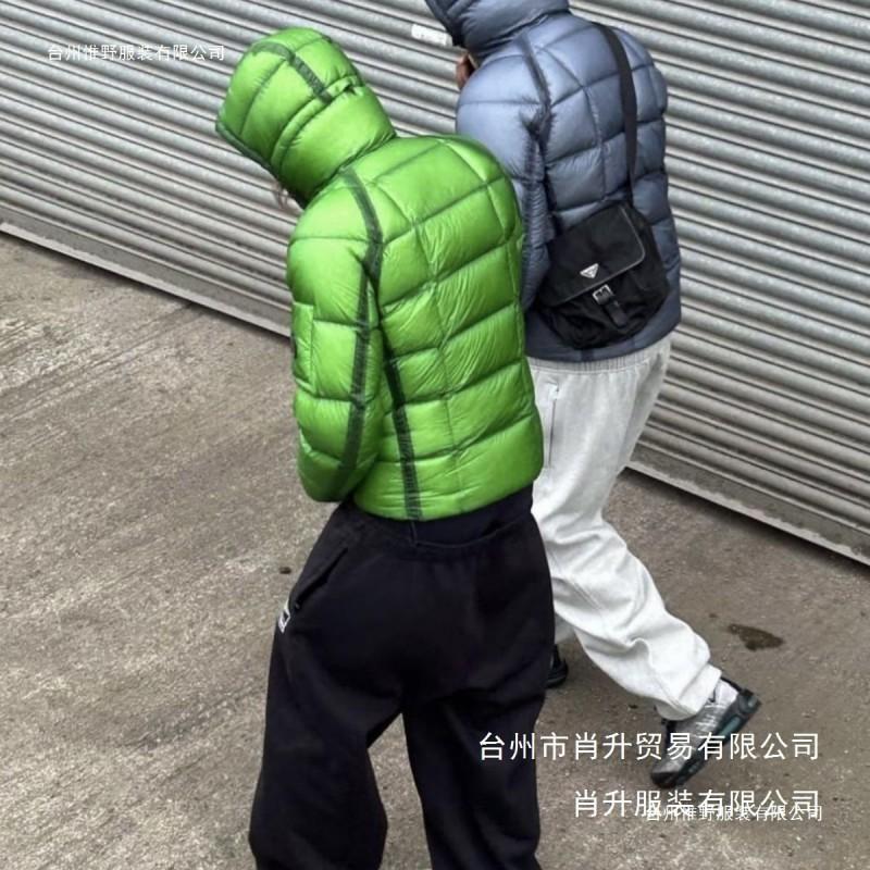 Mens Warm Hooded Puffer Jacket With Patch Design Cotton-Padded Outdoor Casual Coat US Style