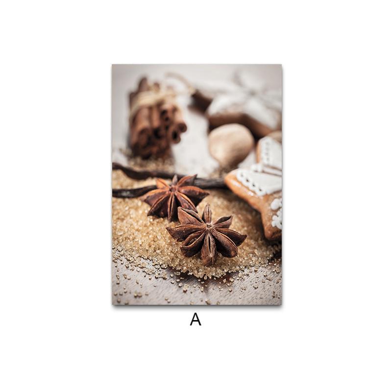 Рождественский плакат с принтом, обои, шоколад, кофе, еда, напитки, коричневые тона, холст, картина, столовая, кухня, настенный художественный декор, фотографии
