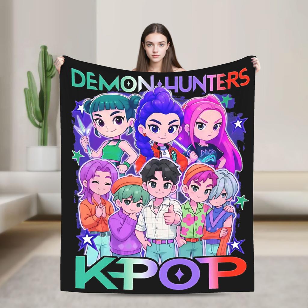 K-pop Охотники на демонов Huntrix Одеяло Фланелевое Смешное Дышащее Плед для домашнего текстильного декора