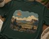Vintage Mountain Valley T-Shirt, Retro Nature Landscape Tee, Scenic Sunset Graphic