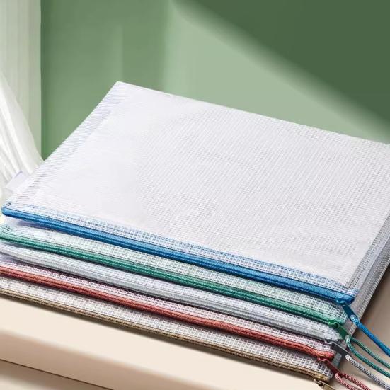 5 Pcs Mesh Zipper Bag A4 Letter Size Document Pouch Clear Plastic