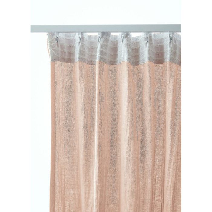 Lot de 2 rideaux galon fronceur "Gaïa" 140 x 240 cm "Gaze de Coton" l'Effet Papillon - Gaia Guimauve - 2 panneaux 140 x 240 cm