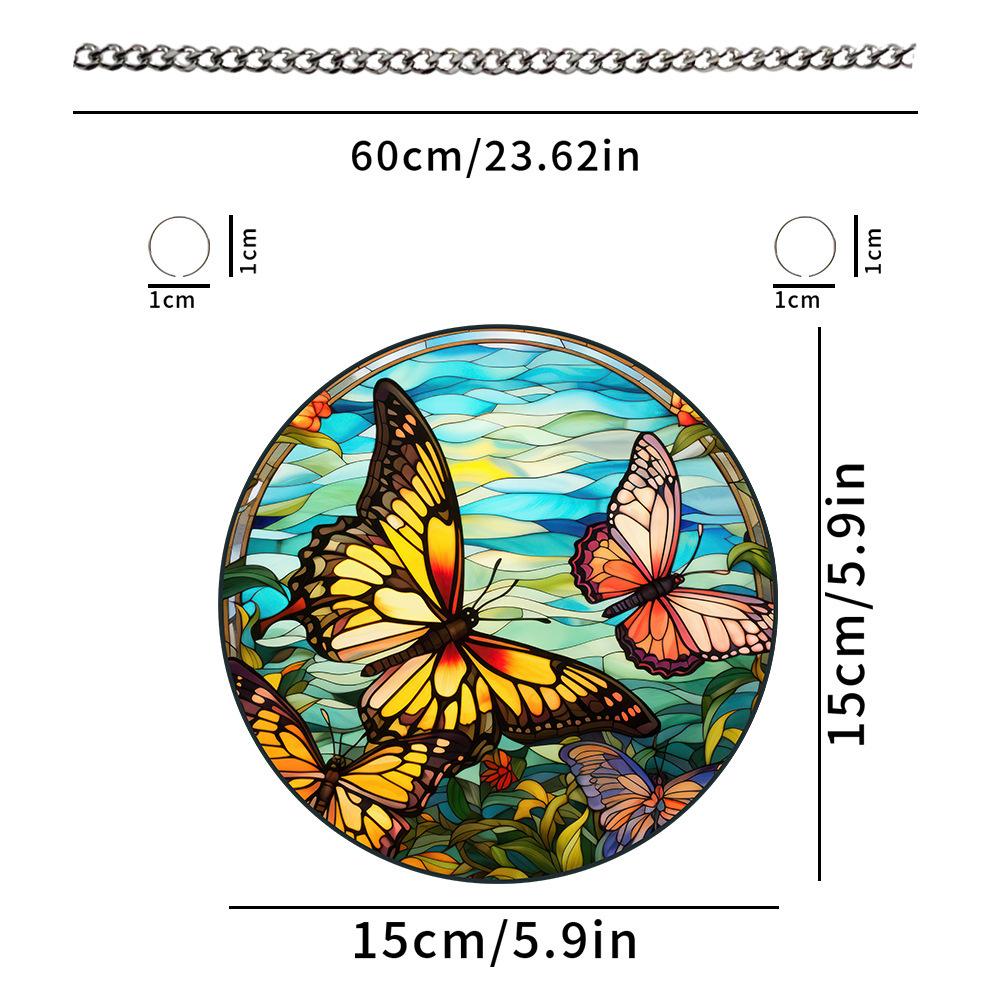 Витражная панель-ловец солнца с колибри, настенный/дверной подвесной декор, птицы, круглый, расписанный акрилом, подвеска для окна, украшение для дома/комнаты