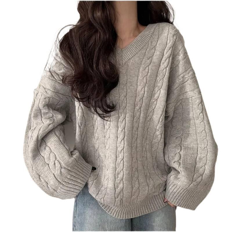 Womens Oversized Chunky Knit Sweater With Cable Ribbed Texture Warm Loose Fit Winter Top