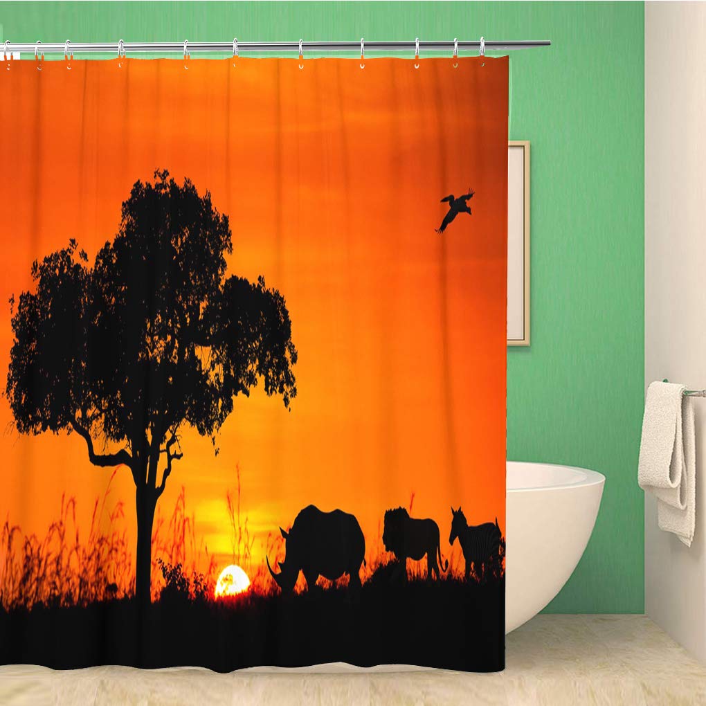 Занавеска для душа с оленем, красочный силуэт животного, рождественские элементы, деревянные доски, тематическая ткань, набор декора для ванной комнаты с крючками