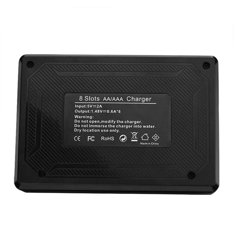 8-слотовый зарядник для аккумуляторов AA AAA с ЖК-дисплеем и USB-C, высокоскоростная зарядка, независимые слоты для NiMH NiCD перезаряжаемых аккумуляторов
