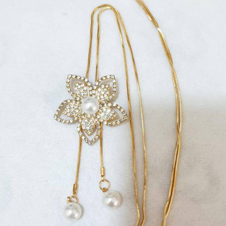 Роскошное жемчужное ожерелье-цепочка для свитера: Высокая мода в стиле инфлюенсеров