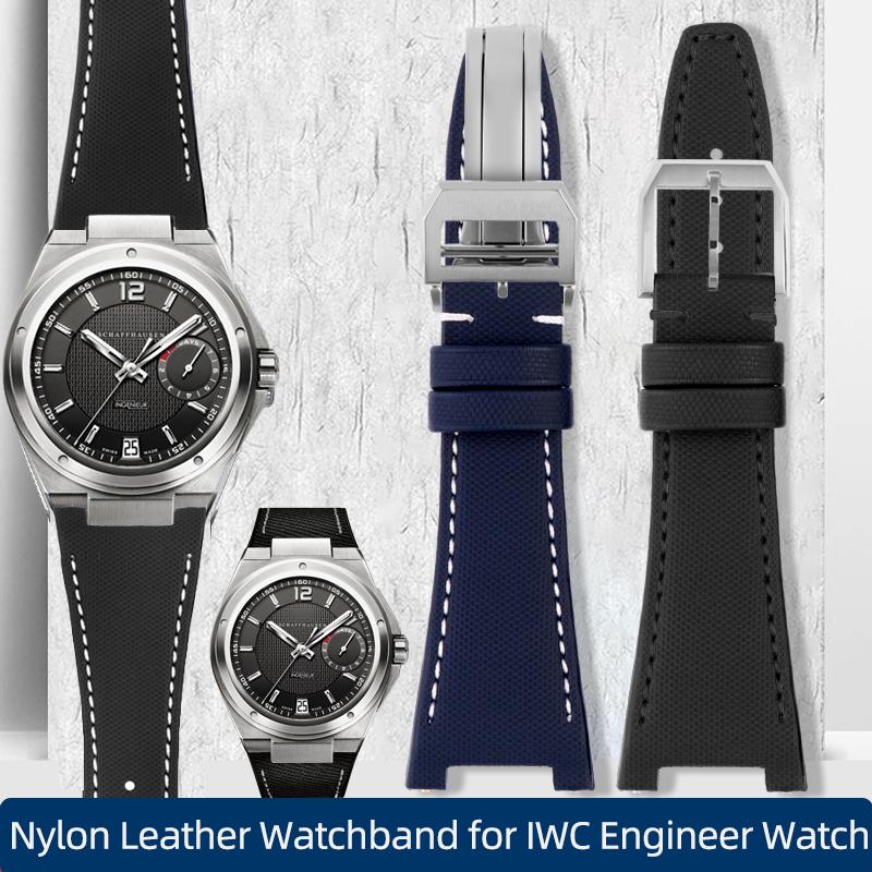 Нейлоновый кожаный ремешок для часов IWC Engineer, ремешок с вырезом, серия IW500501 IW378507 IW322703, черный спортивный холщовый ремешок для часов